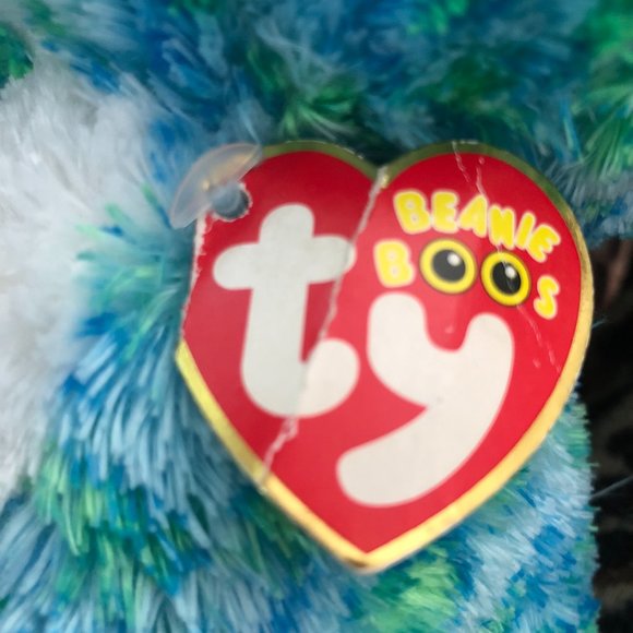 Beanie Babies Boos Ty Leona the Leopard Blue Green Plush Stuffed Animal - Picture 2 of 2